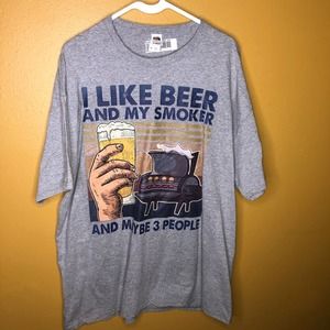 I Like Beer Smoker 3 People Funny Graphic Tee, XL
